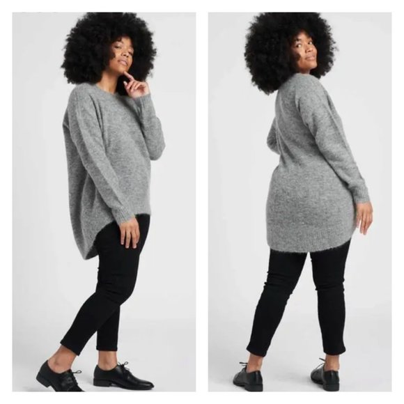 Universal Standard Sweaters - Universal Standard Gray Melissa High Low Mohair 18-202 Pullover Soft Sweater EUC